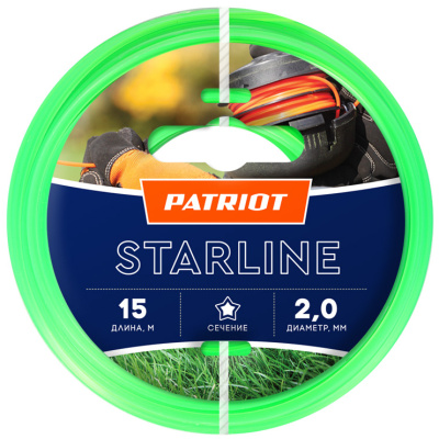 Леска для триммера (2 мм; 15 м; звезда; зеленая) Patriot Starline 805201056