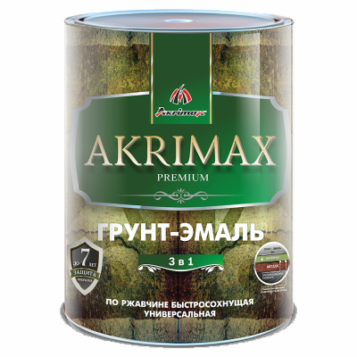 Быстросохнущая грунт-эмаль по ржавчине 3 в 1 Akrimax-Premium, шоколадная, 0,8 кг