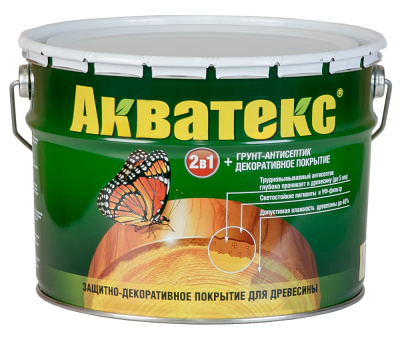 Защитно-декоративное покрытие для древесины АКВАТЕКС, белый, 10 л