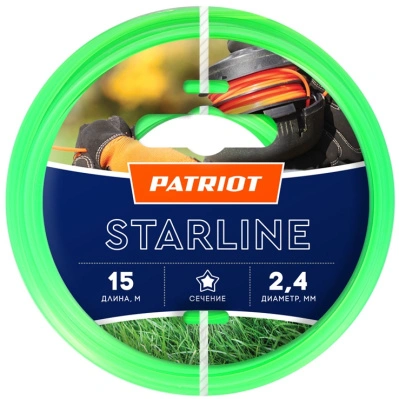 Леска для триммера (2,4 мм; 15 м; звезда; зеленая) Patriot Starline 805201061