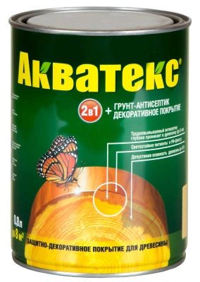 Защитно-декоративное покрытие для древесины АКВАТЕКС, белый, 0,8 л