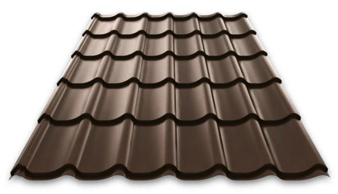 Металлочерепица Монтеррей 1,18х1,20 м (0,4-0,45 мм) шоколадно-коричневый