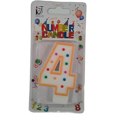Свеча для торта, 6,5 см, цифра 4
