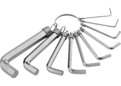 Набор ключей имбусовых HEX 1,5–10 мм, CrV, 10шт.,никелированный, на кольце// SPARTA