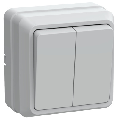 Выключатель 2 клавишный IEK, Октава, ВС20-2-0-ОБ, белый