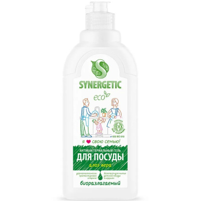 Средство для мытья посуды и фруктов Synergetic, алоэ, 500 мл