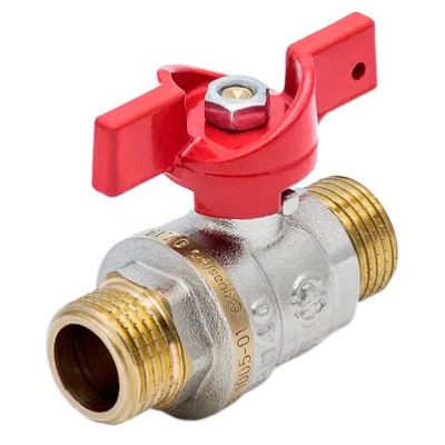 Кран шаровой латунный, ручка бабочка, наружная-наружная резьба, Aquasfera Euro 109-0423, PN40, 1/2" купить в отделе магазина Экономстрой