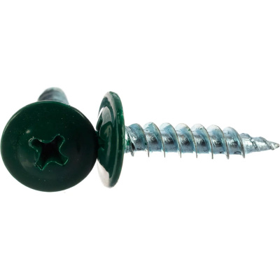 Саморез по металлу острый с прессшайбой RAL 6005, темно-зеленый, 4,2x19 мм (30 шт) купить в отделе магазина Экономстрой