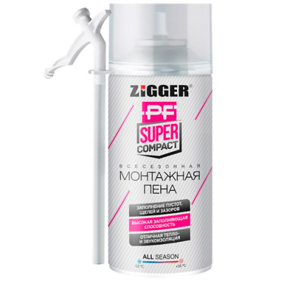 Пена монтажная Zigger PF Super Compact, бытовая, всесезонная, 230 мл
