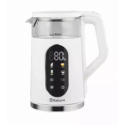 Чайник электрический Sakura SA-2749DW, 1,7 л, 1850-2200 Вт, LCD дисплей, нержавеющая сталь купить в отделе магазина Экономстрой
