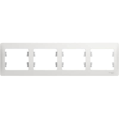 Рамка Schneider Electric, Glossa, 4 поста, белая