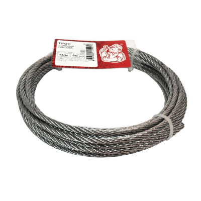 Трос стальной DIN 3055, белый цинк, 4 мм (5 м)