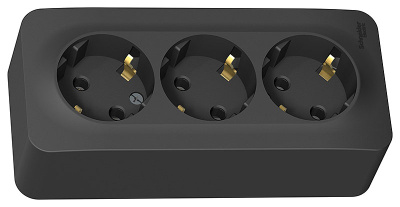 Розетка 3-х местная, с заземлением, открытой установки, 16А 250В Антрацит BLANCA Schneider Electric (BLNRA010316) купить в отделе магазина Экономстрой