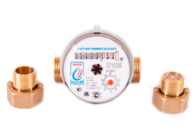 Счетчик воды универсальный ЭКО НОМ-15-80 с обратным клапаном (с КМЧ), 1/2", L-80 мм купить в отделе магазина Экономстрой