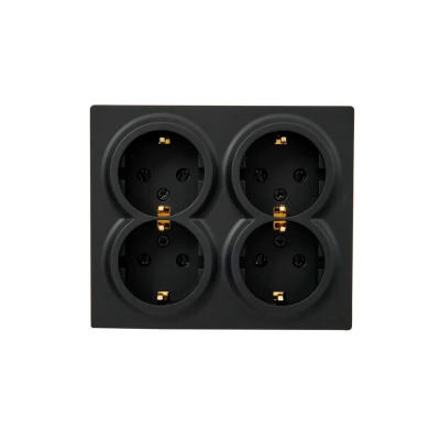 Розетка 4- местная с заземлением Lezard Leto, черная купить в отделе магазина Экономстрой