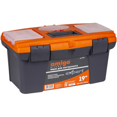 Ящик для инструмента Amigo, пластиковый, 19", 49х27,5х24 см купить в отделе магазина Экономстрой