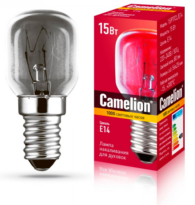 Лампа накаливания Camelion для духовок MIC 15/PT/CL/E14 15W E14 80lm 2700К, 12979 купить в отделе Лампы накаливания магазина Экономстрой