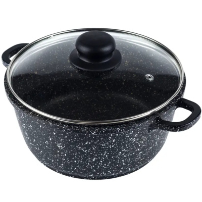 Казан (кастрюля) со стеклянной крышкой Dariis Мечта ELZ-6-К, индукция, черный, 5,7 л, 26 см купить в отделе магазина Экономстрой