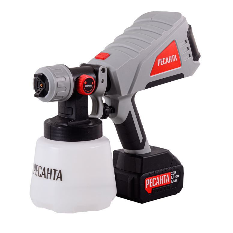 Краскопульт аккумуляторный Ресанта АКП-20Li 75/17/3 (в комплекте 1 АКБ и ЗУ), 1 л купить в отделе Краскораспылители магазина Экономстрой