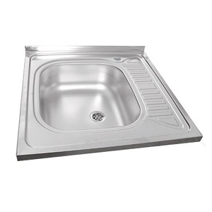 картинка Мойка накладная 60х60/12,5 см 0,4 мм выпуск 1 1/2" левая Vladix 023-3334 от магазина Экономстрой