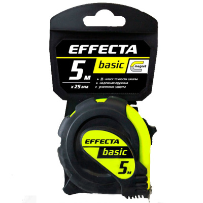 Рулетка 5 м х 25 мм, с магнитом EFFECTA Basic
