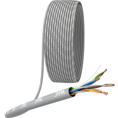 Кабель витая пара ЭРА U/UTP 4×2×24 AWG Cat5e CU LSZH нг(А)-HF, серый, неэкранированный, 305 м купить в отделе магазина Экономстрой