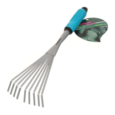 Грабли веерные, 9 зуб, сталь, 13 см, Grandy Connect, черенок пластиковый купить в отделе магазина Экономстрой