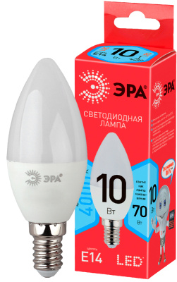 Лампа светодиодная Эра ECO LED свеча матовая smd B35-10W-840-E14 800lm 4000К, Б0032963 купить в отделе магазина Экономстрой