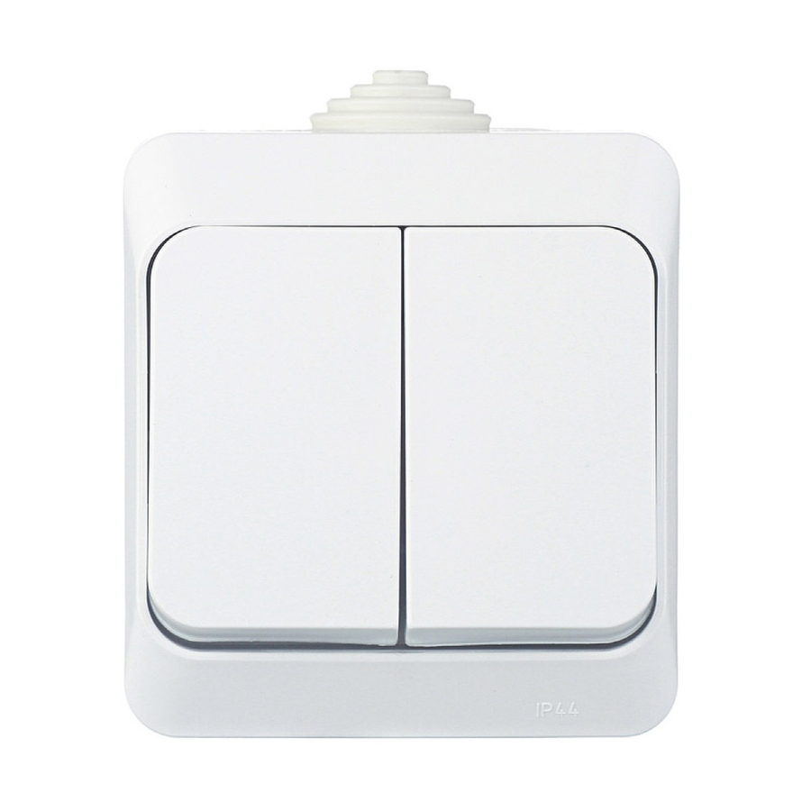 Выключатель 2 клавишный открытой установки Белый IP44 Этюд Schneider Electric BA10-042B купить в отделе Выключатели, переключатели магазина Экономстрой