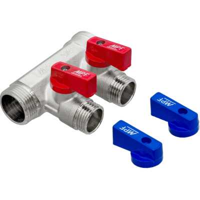 Коллектор с отсекающими кранами 3/4"х2 выхода, 1/2", ИС.071071 купить в отделе магазина Экономстрой