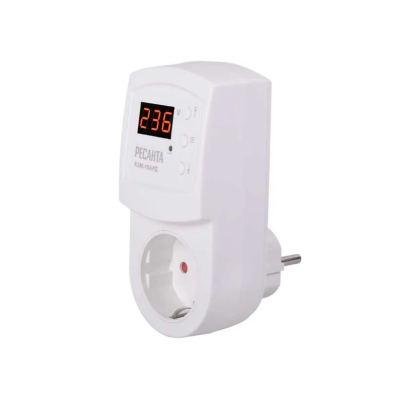 Блок защиты по напряжению Ресанта, 16 AРД  регулируемый (с дисплеем, в розетку) купить в отделе магазина Экономстрой