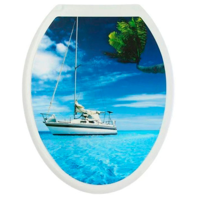 Сиденье для унитаза Декор Яхта, цвет белый купить в отделе магазина Экономстрой