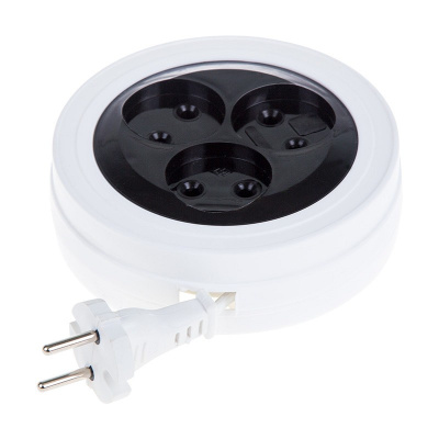 Удлинитель-рулетка бытовой без заземления PROconnect, Standard, 3 гнезда, 2х0.75, белый, рулетка 5 м