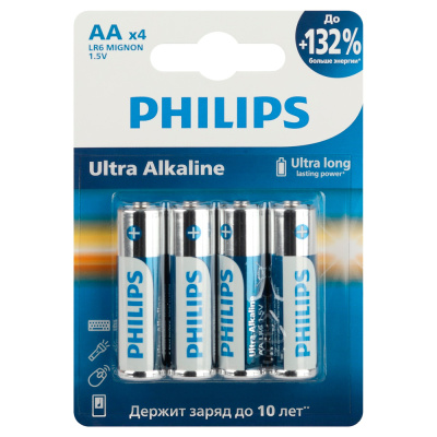 Батарейка алкалиновая Philips Ultra Alkaline LR6-4BL / АА, 1,5V (4 шт) купить в отделе магазина Экономстрой