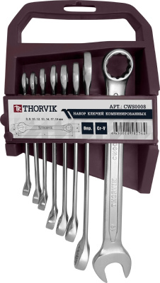 Набор ключей комбинированных на пластиковом держателе THORVIK CWS0008, 8 предметов 052045