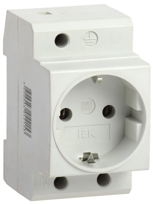 Розетка РАp10-3-ОП с заземлением на динрейку МRD10-16 ИЭК