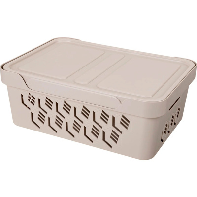 Ящик с крышкой универсальный Deluxe, 12 л, Светло-бежевый купить в отделе магазина Экономстрой