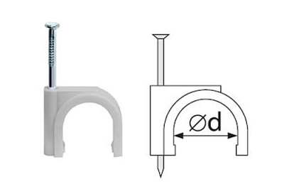 Скоба пластиковая для крепления кабеля круглая 7мм (упаковка 50шт) 71068 купить в отделе магазина Экономстрой