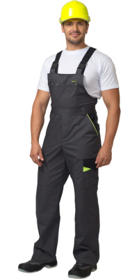 Полукомбинезон летний рабочий Ховард, темно-серый с черной и лимонной отделкой, р. 96-100/170-176 купить в отделе магазина Экономстрой