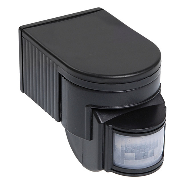 картинка Датчик движения ИЭК ДД 012, максимальная нагрузка 1100 Вт, угол 180 градусов, дальность 12 м, IP44, черный от магазина Экономстрой