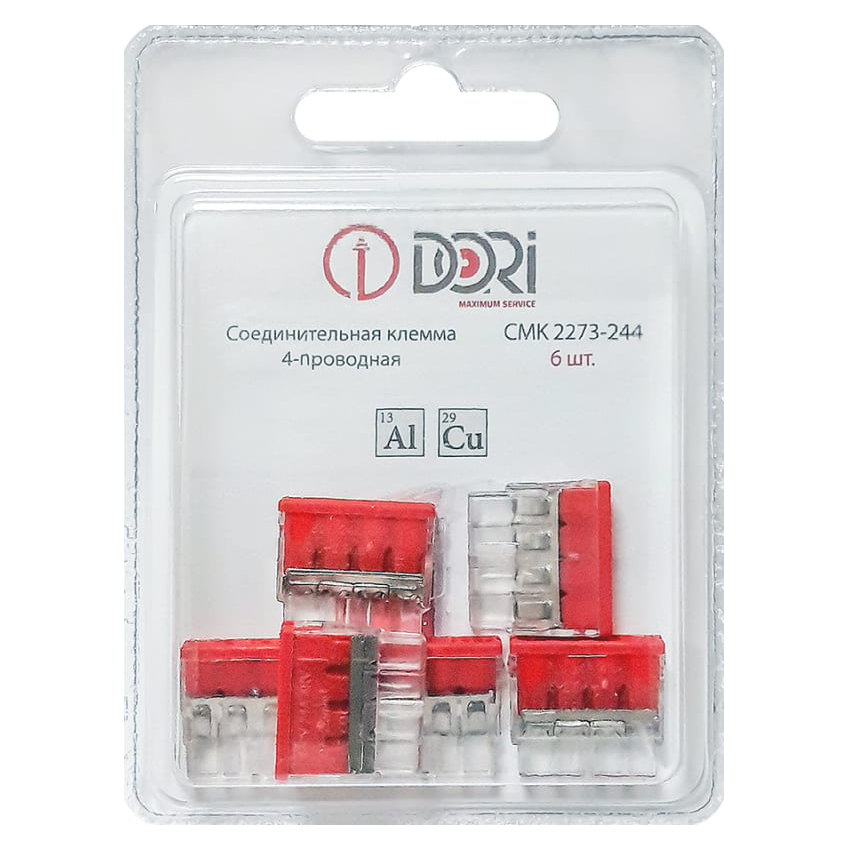 Строительно-монтажная клемма Dori, СМК 2273-244, 4-х проводная с пастой, 6 шт купить в отделе Клеммники магазина Экономстрой