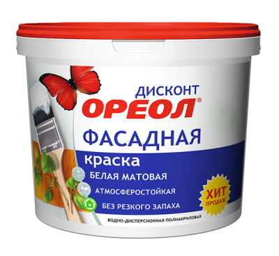 Краска (6502) ВД ОРЕОЛ ДИСКОНТ фасадная 13кг