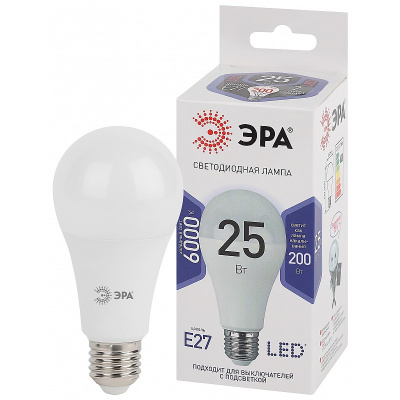 Лампа светодиодная Эра LED A65-25W-860-E27 / E27, груша, 25 Вт, 2000lm 6000К купить в отделе магазина Экономстрой