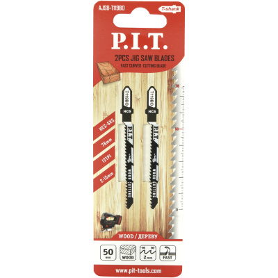 Пилка для лобзика по дереву P.I.T, T119BO, фигурный быстрый рез, 75x50 мм, 50 мм, (ДСП, ДВП), 2 шт купить в отделе магазина Экономстрой