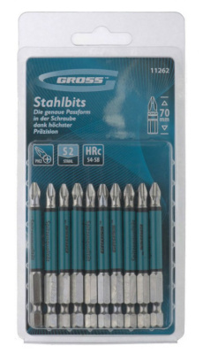 Набор бит Gross, PH2-70 мм, S2, 11262 (10 предметов) купить в отделе магазина Экономстрой