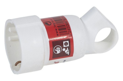 Розетка LEGRAND с кольцом кабельная белая с заземлением 16А 050191  купить в отделе магазина Экономстрой