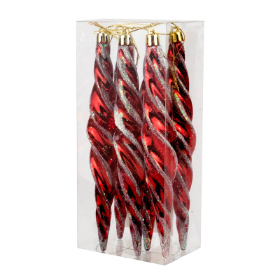 Набор украшений Сосульки, пластик, 4 шт, 17х3 см, красный купить в отделе магазина Экономстрой