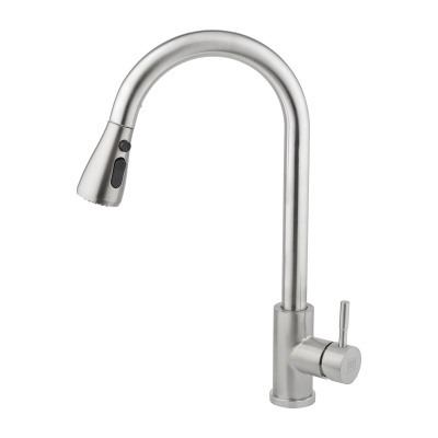 Смеситель для кухни Aqueduc одноручковый высокий с выдвижным изливом, нержавеющая сталь (арт. 345328) купить в отделе магазина Экономстрой