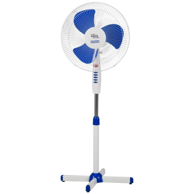 Вентилятор напольный Oasis, подсветка, белый с синим, 3 скорости, d 350 мм, h 125 см купить в отделе магазина Экономстрой