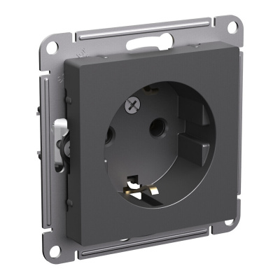 Розетка 2Р+Е с заземлением, базальт Atlas ATN001443 купить в отделе магазина Экономстрой